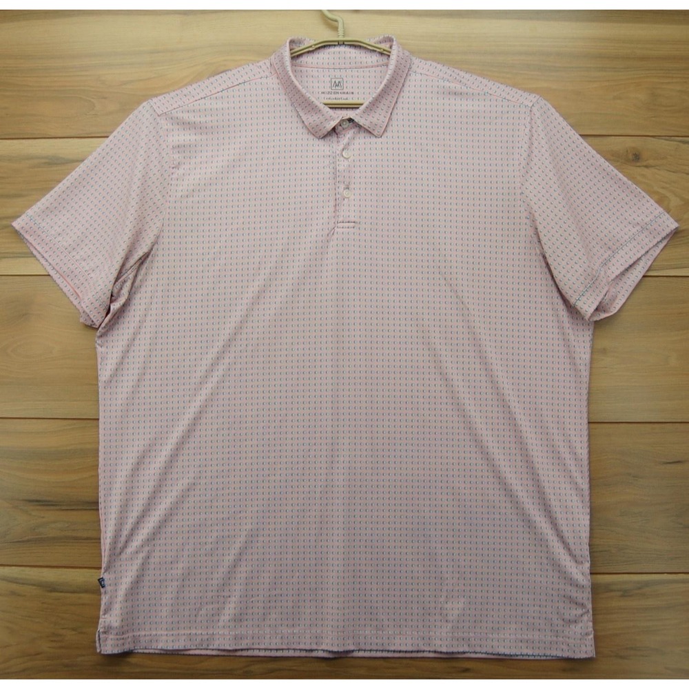 Mizzen+Main Polo Shirt Mens 2XL Pink Geometric Performance Stretch Golf Classic